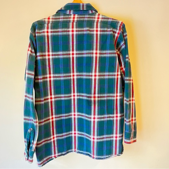 Vintage Woolrich USA Mens Flannel Shirt L Green White Red Blue Plaid Cotton L/S - Picture 6 of 10